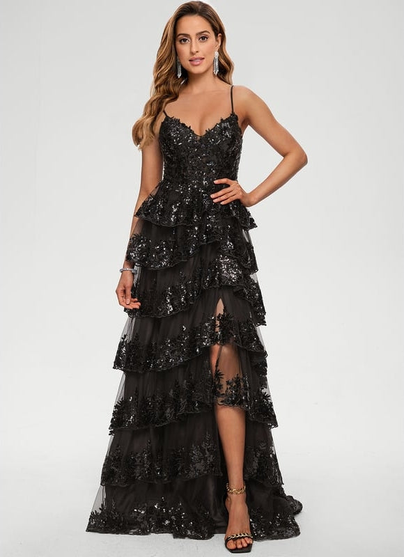 Robe Dentelle À Volants Scintillante - gallery 8