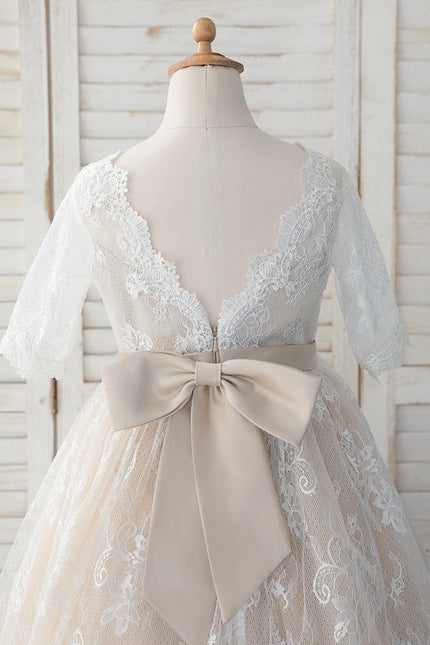 Robe Dentelle Tulle Blanc Festif - gallery 3