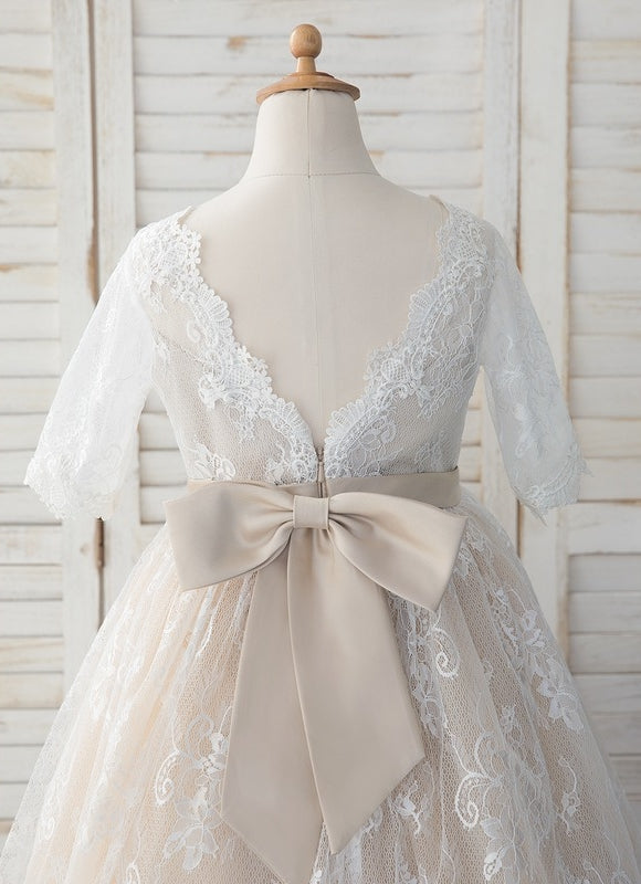 Robe Dentelle Tulle Blanc Festif - gallery 3