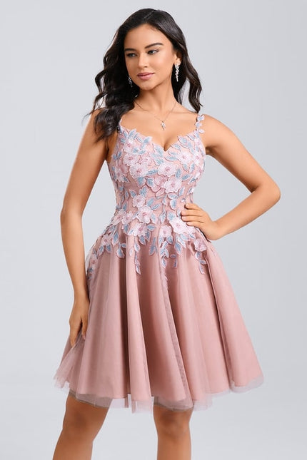 Robe Dentelle Courte Tulle Floral - gallery 2